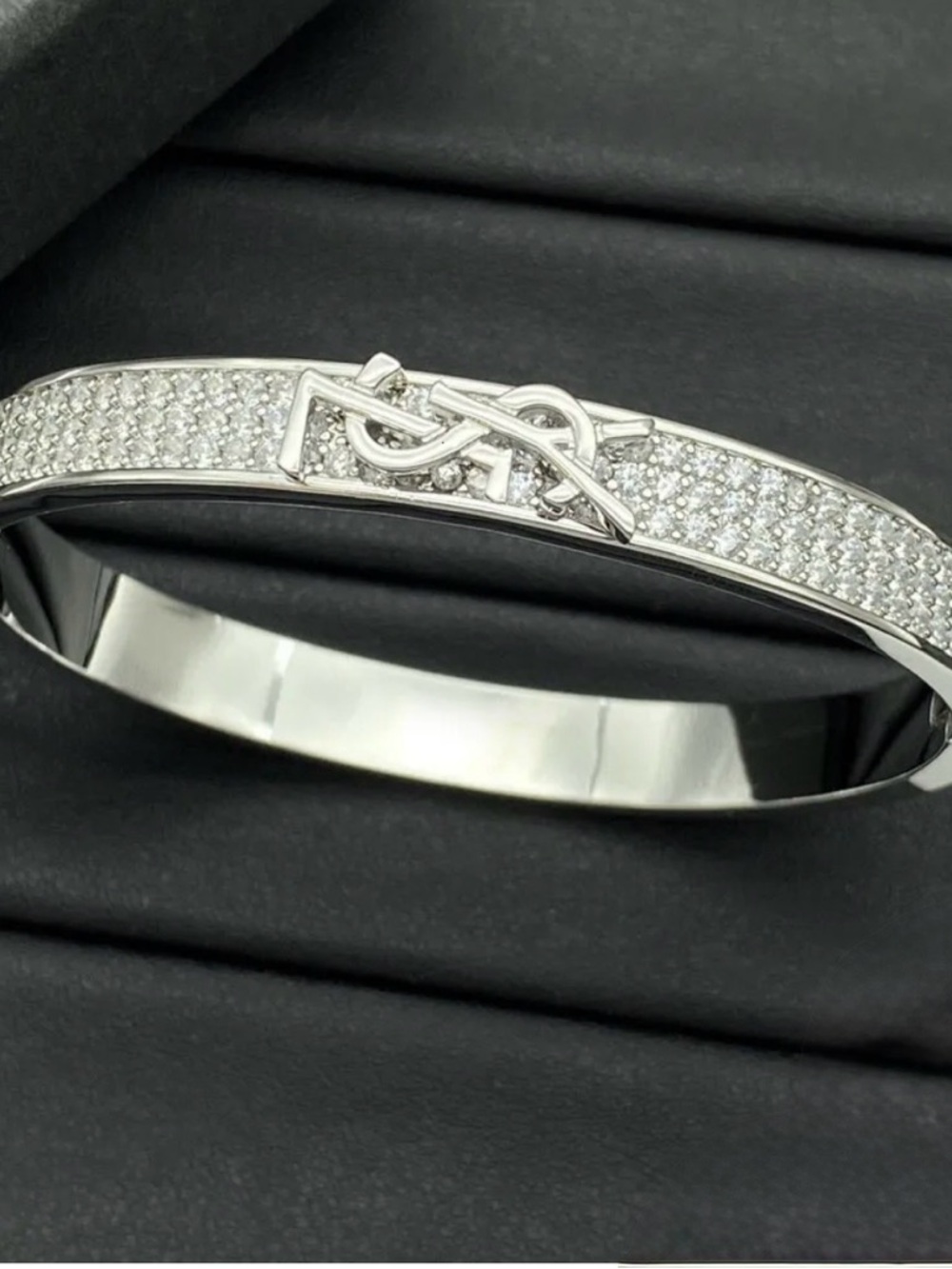 Saint Laurent Silver Crystal Logo Pavé Bracelet - Picture 13 of 13